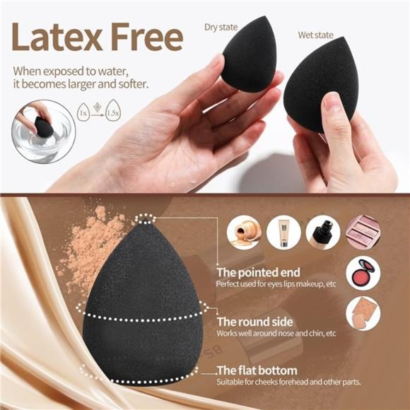 Makeup Brush Set 11Pcs Bamboo Synthetic Kabuki Brush Set Foundation Powder - Picture 5 of 7